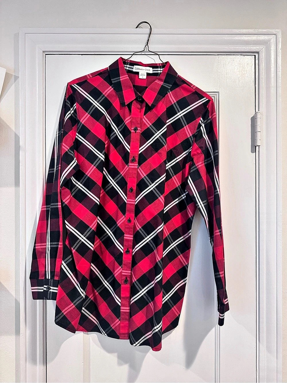 Coldwater Creek Plaid Button Down Red & Black Size M
